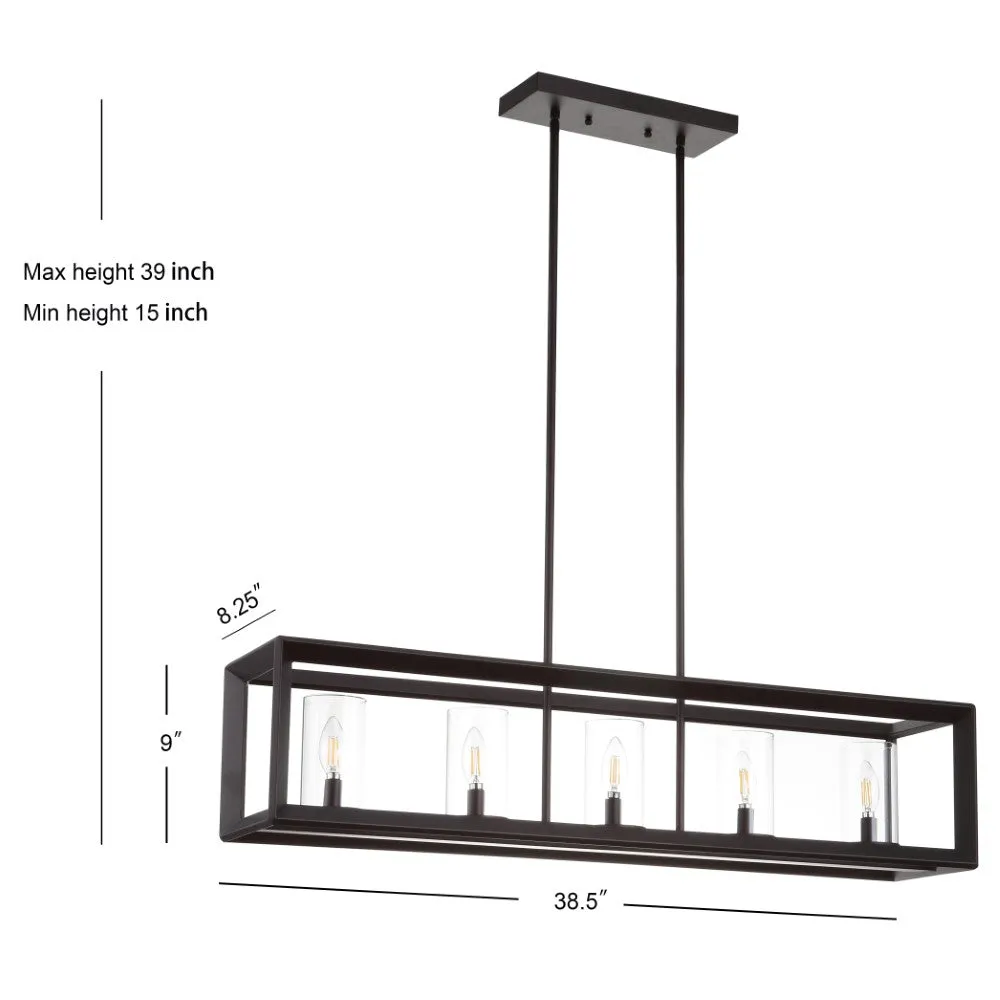 13" 2-light LED Flush Mount & 38.5" Linear 5-Light LED Pendant Bundle