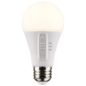 14 Watt LED A19; CCT Selectable; White Finish; 90 CRI