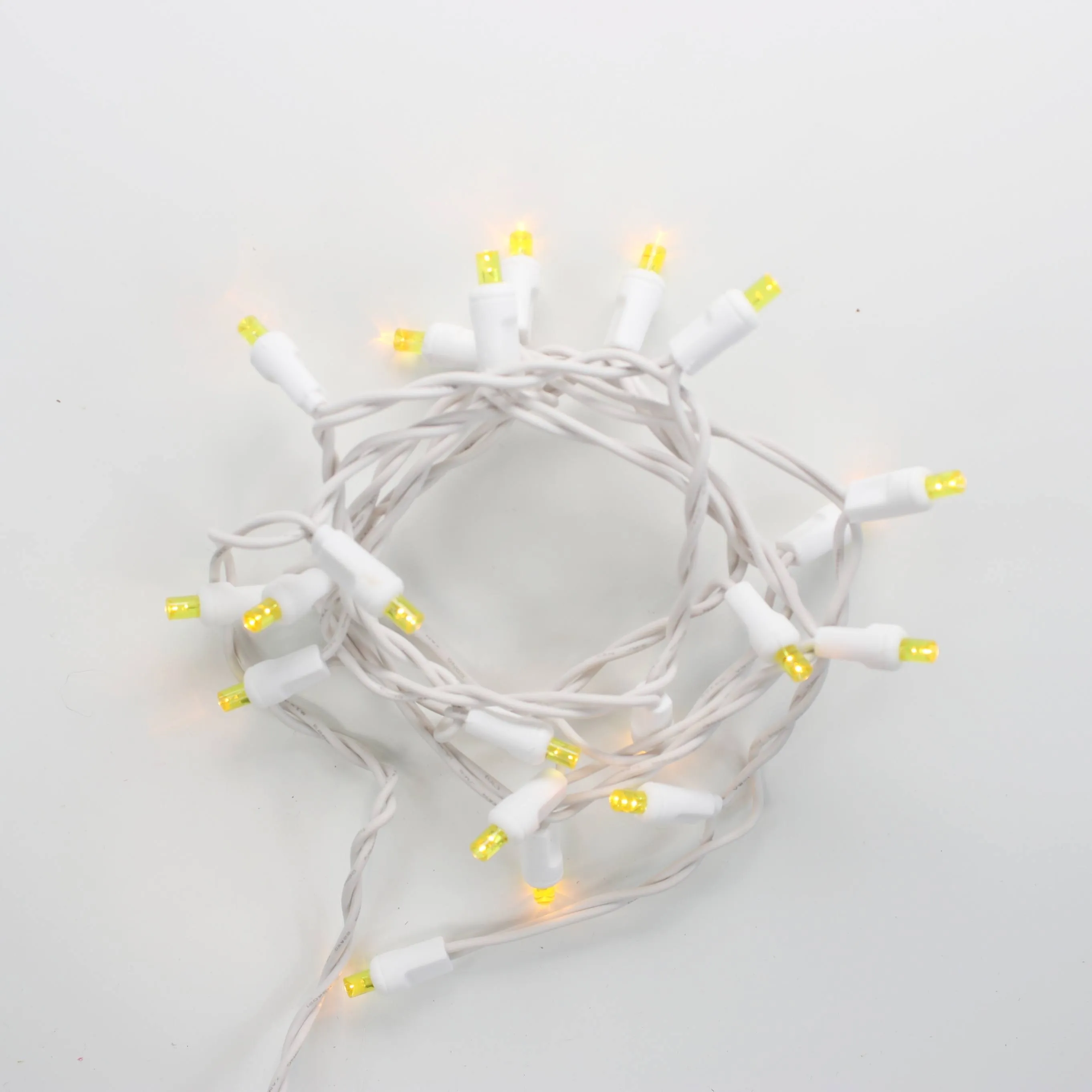 20-light Yellow LED Craft Lights, White Wire