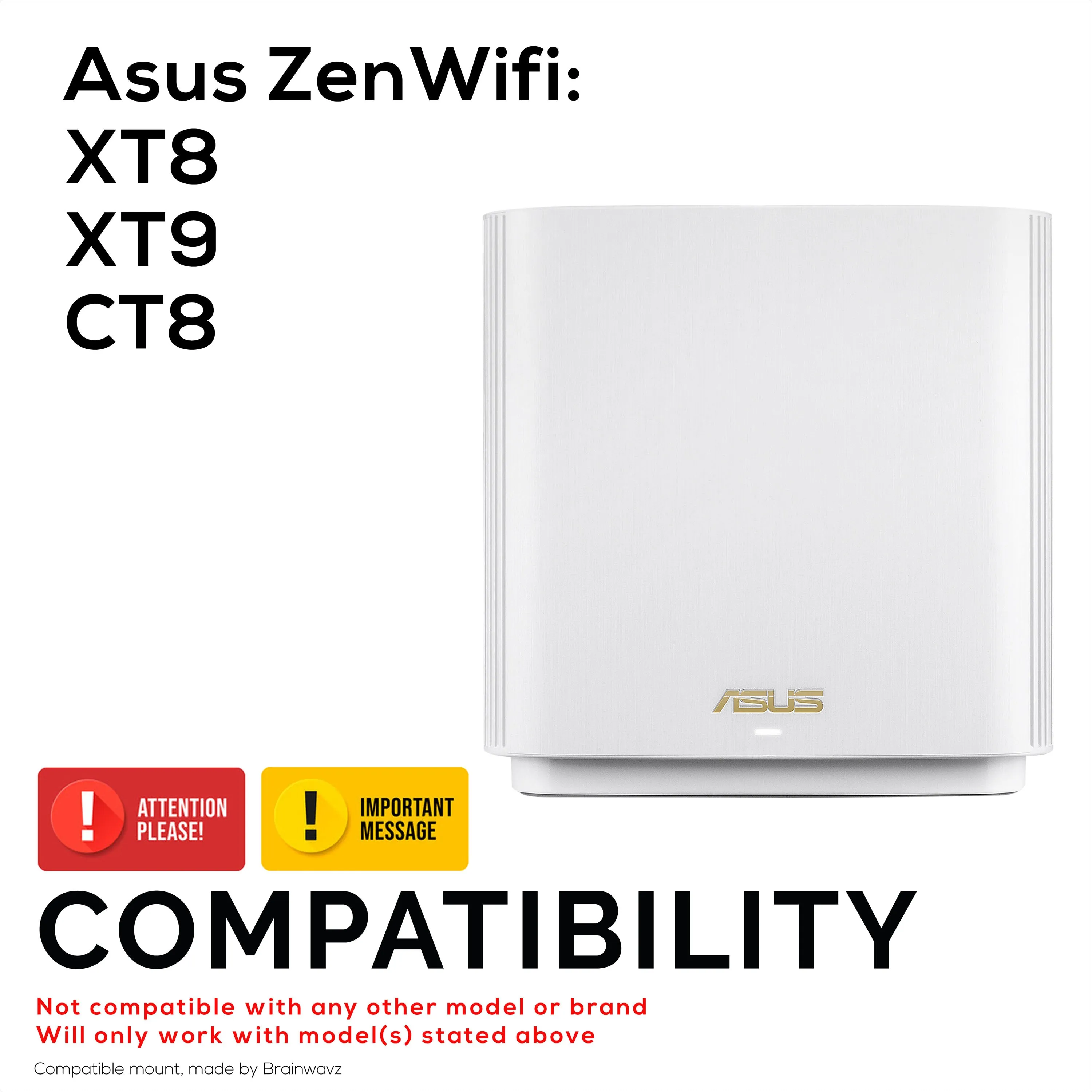 Adhesive Wall Mount for Asus ZenWifi XT8, XT9 & CT8 WiFi Router, Easy To Install Holder, Stick On & Screw In Mounting