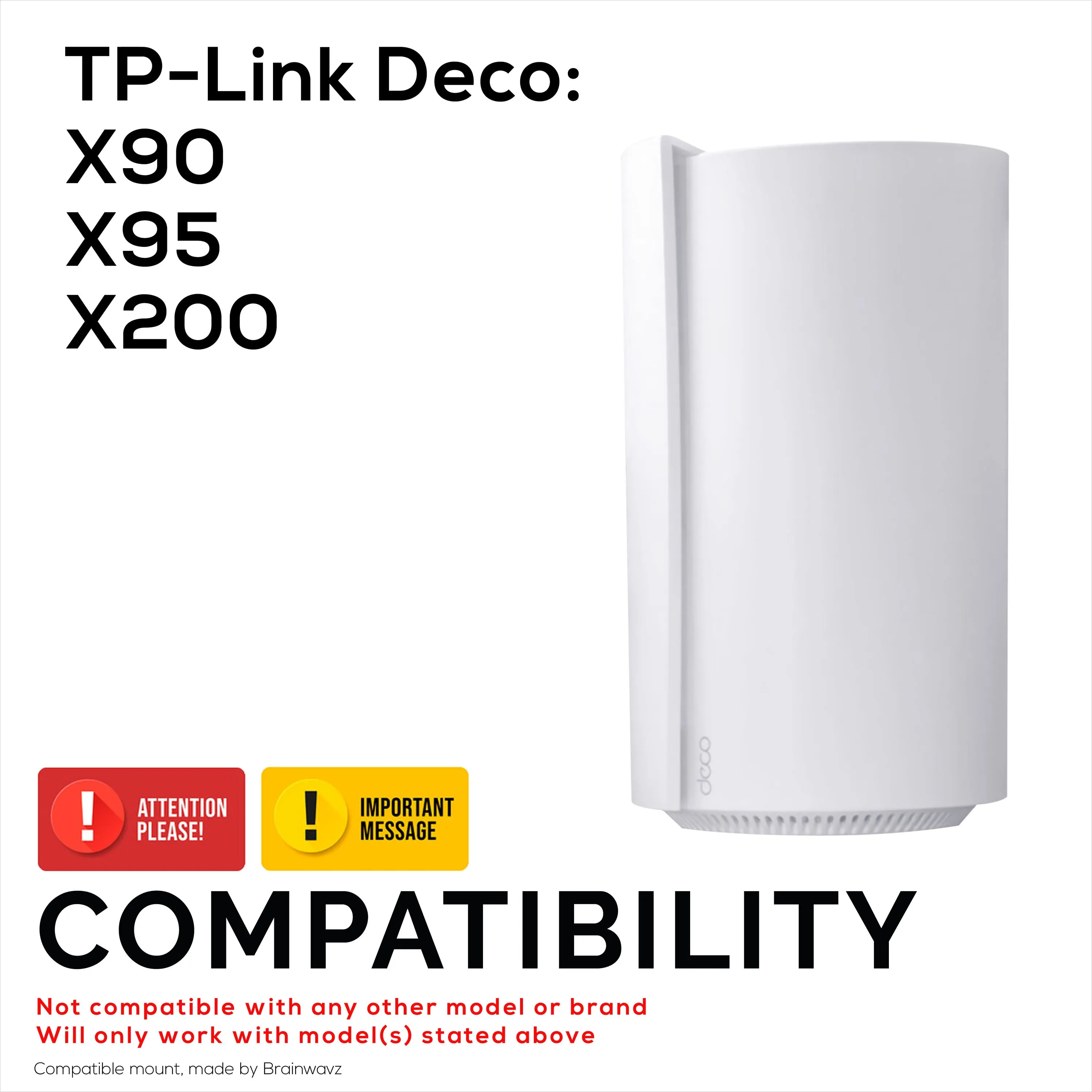 Adhesive Wall Mount for TP Link Deco X90, X95 & XE200 WiFi Mesh Router, Easy To Install Holder, Strong Adhesive & Screw In, Increase Range