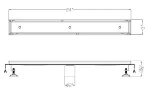 ALFI brand ABLD24A 24" Long Modern Stainless Steel Linear Shower Drain w/o Cover