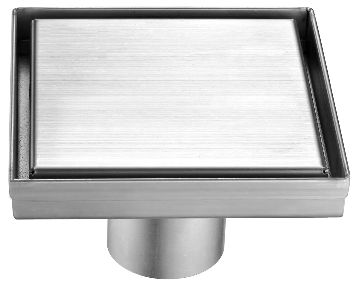 ALFI brand ABSD55B 5" x 5" Modern Square Stainless Steel Shower Drain with Solid Cover