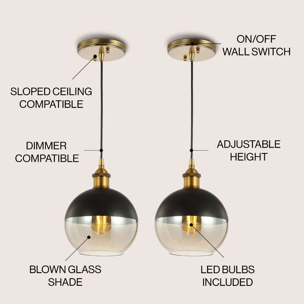 Amaryllis 7.5" Adjustable Drop Globe Metal/Glass LED Pendant