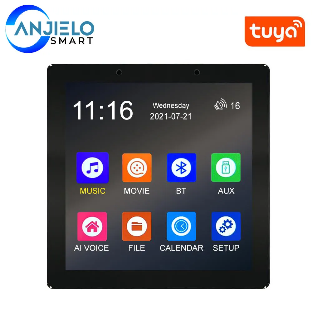 Anjielosmart Tuya Voice Control Wifi Gateway with Color Touchscreen, Remotely Control Your Kinds of Tuya Smart Appliances