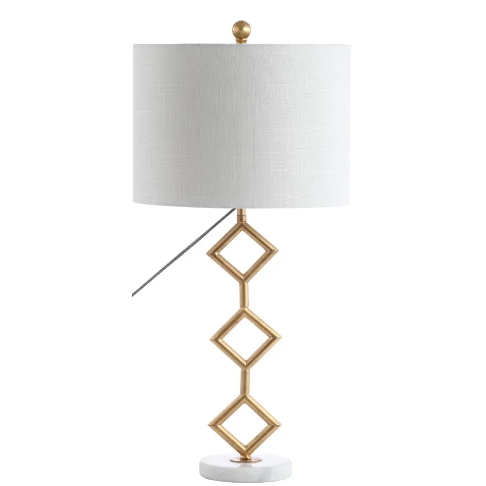 Borer 29.5" Modern Gilt Metal with Marble Base LED Table Lamp