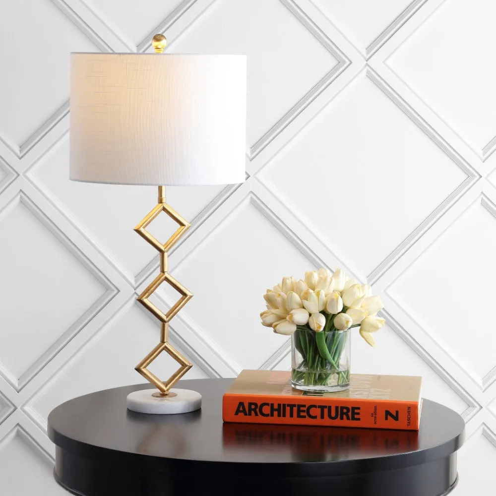 Borer 29.5" Modern Gilt Metal with Marble Base LED Table Lamp