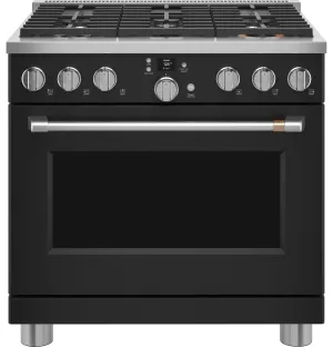 Café Matte Black 36" Commercial-Style 6-Burner Dual-Fuel Smart Range (5.75 Cu.Ft) - C2Y366P3TD1