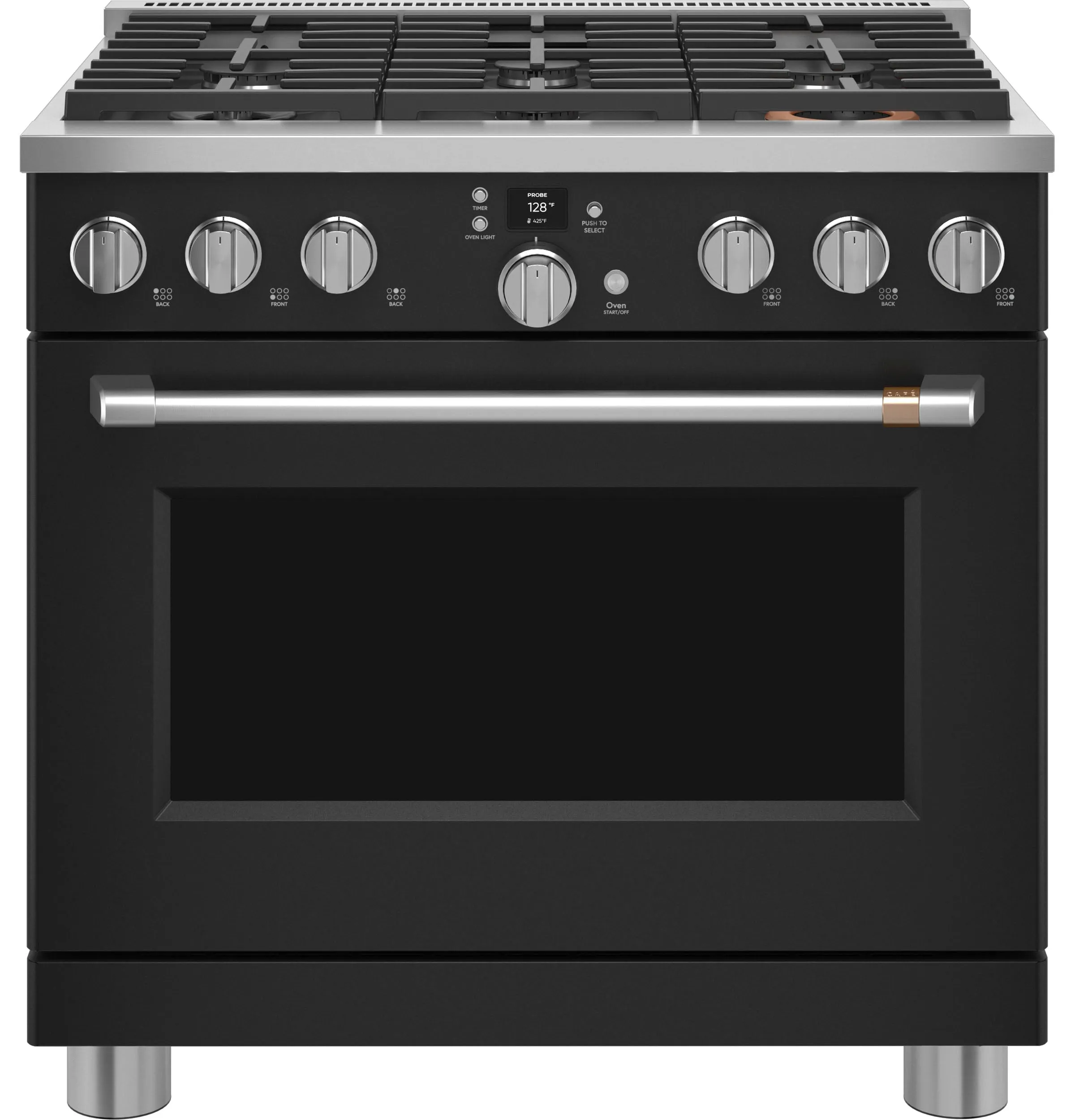 Café Matte Black 36" Commercial-Style 6-Burner Dual-Fuel Smart Range (5.75 Cu.Ft) - C2Y366P3TD1