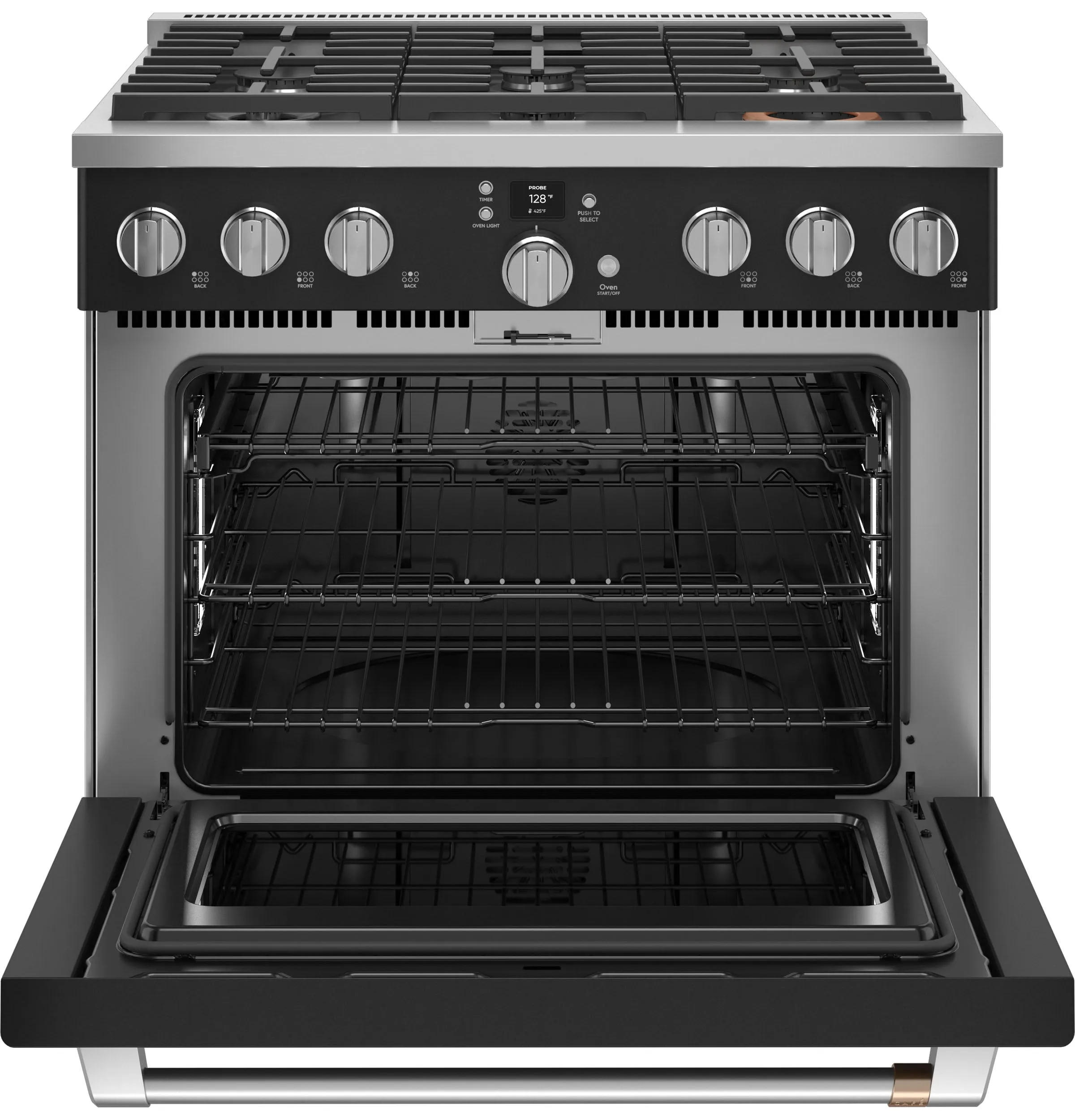 Café Matte Black 36" Commercial-Style 6-Burner Dual-Fuel Smart Range (5.75 Cu.Ft) - C2Y366P3TD1