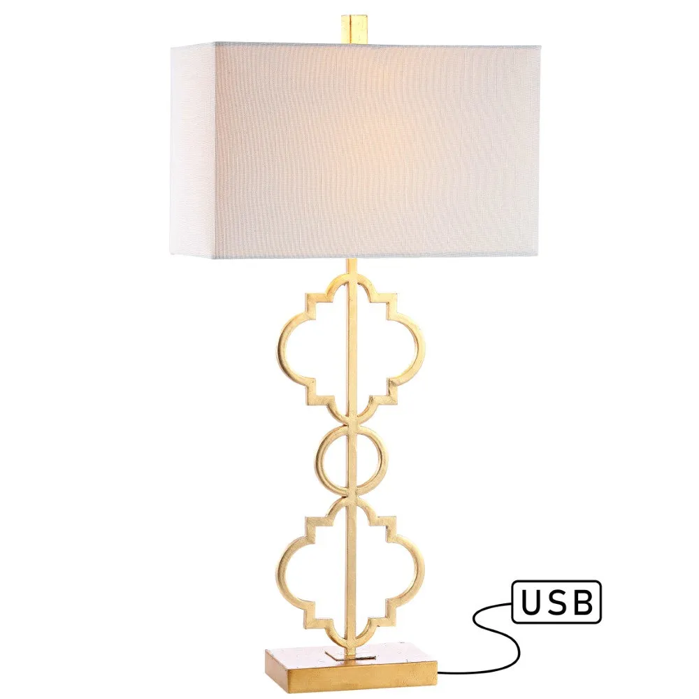 Carnegie 32" Iron Ogee Trellis Modern LED USB Table Lamp