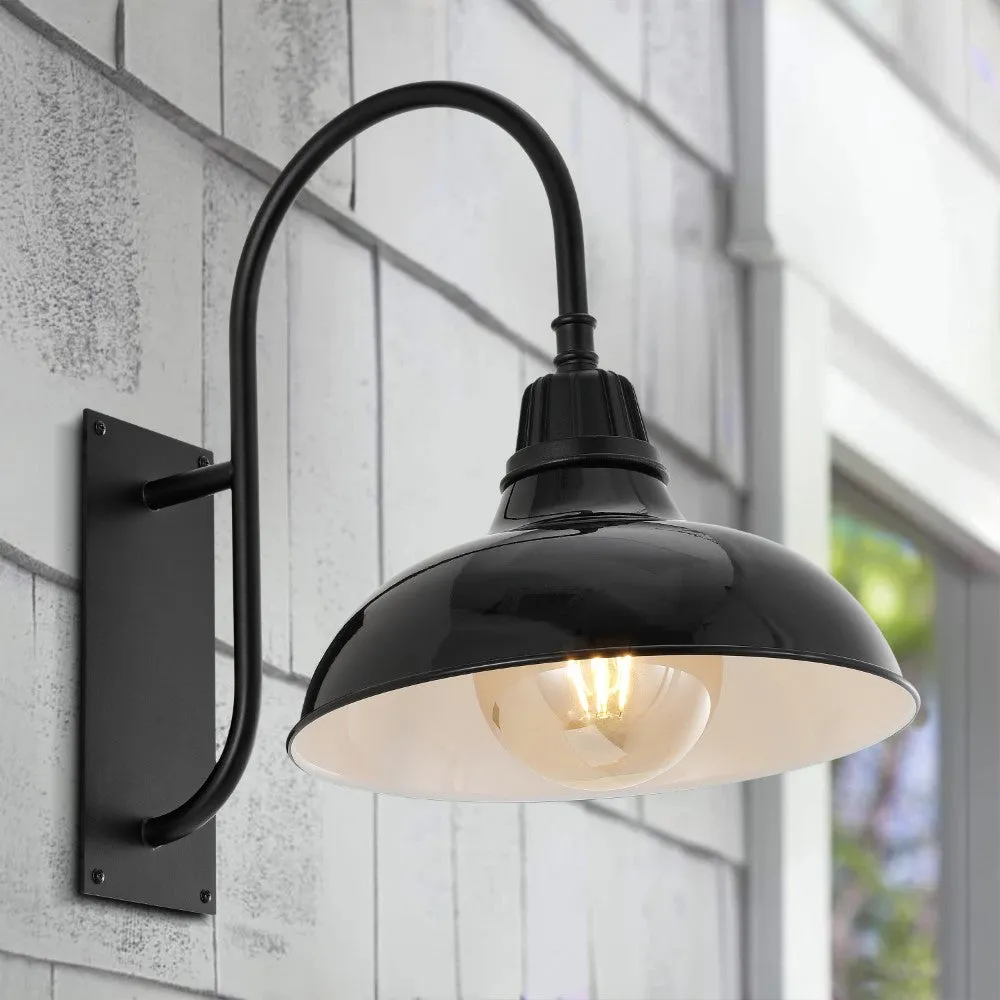 Carson 12.25" Farmhouse Industrial Indoor/Outdoor Iron LED Gooseneck Arm Outdoor Sconce