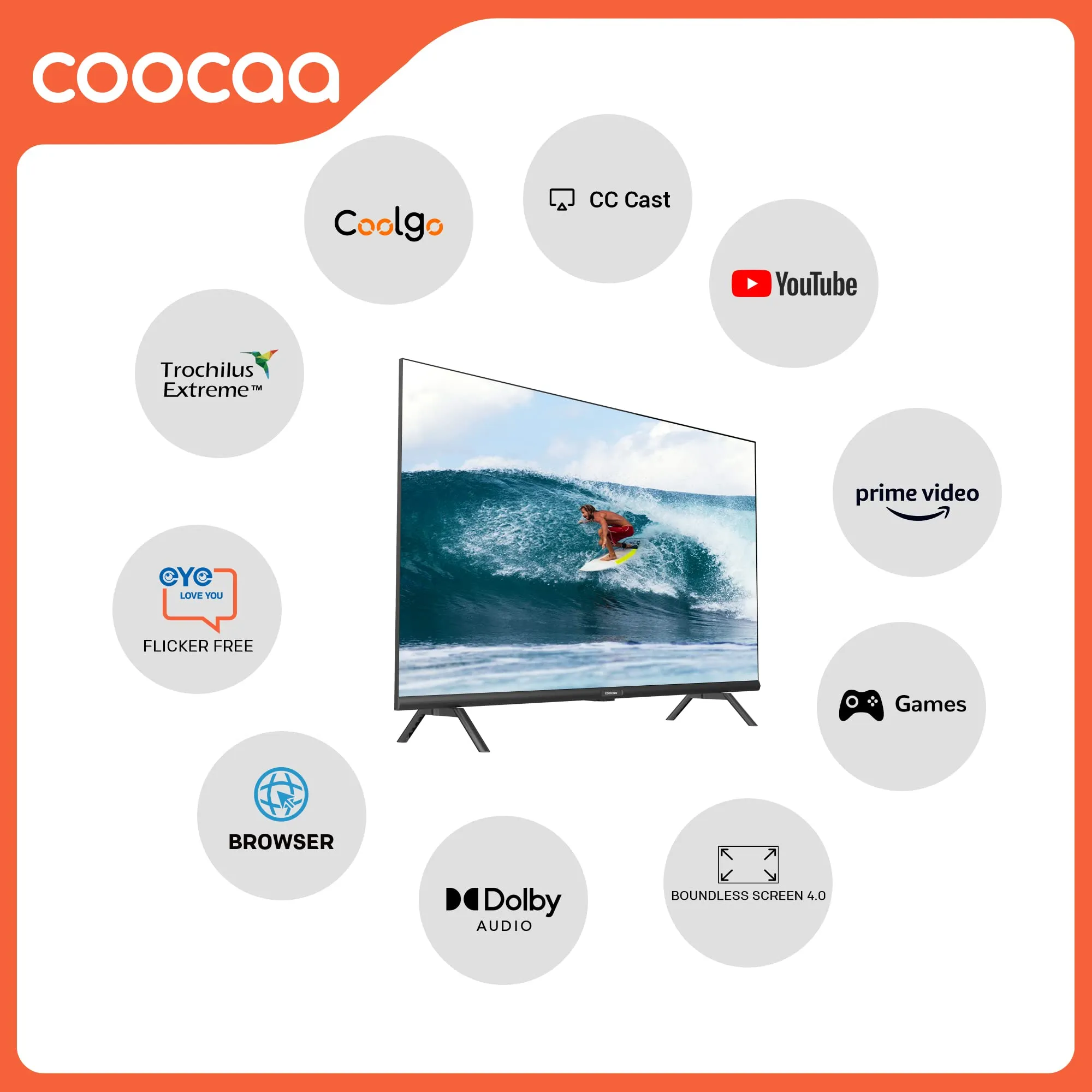 Coocaa 100 cm (40 inches) Frameless Series Full HD Smart IPS LED TV 40S3U Pro (Black)