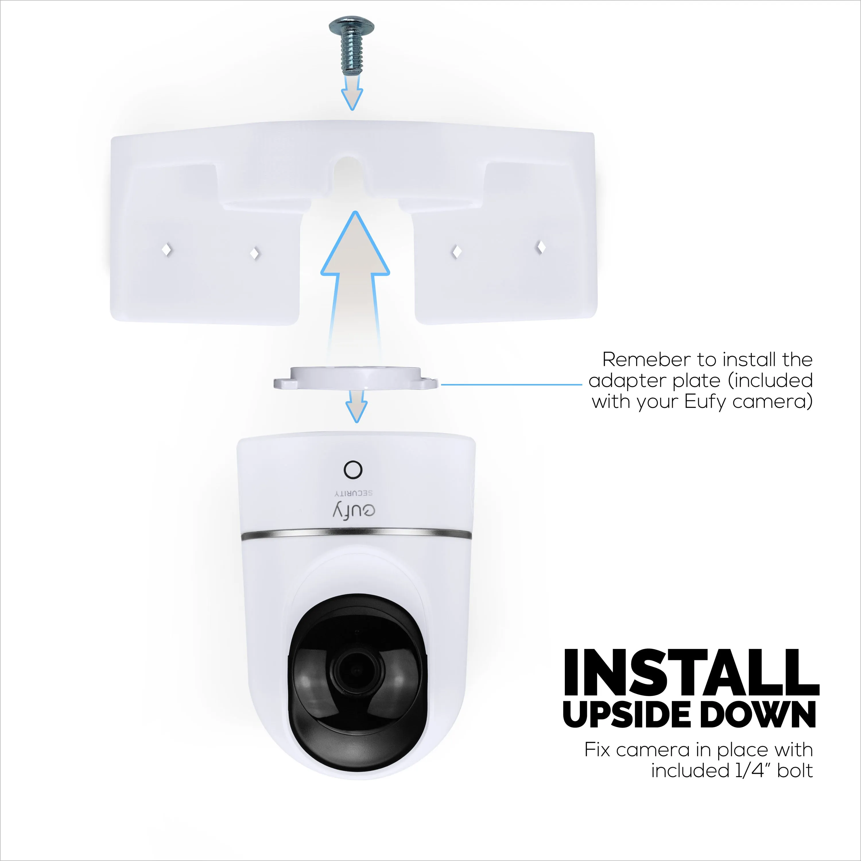 Corner Wall Mount Eufy T8410X (IndoorCam E220 / S220),  Adhesive Security Camera Holder Bracket, Reduce Blind Spots & Clutter, Adhesive & Screw-In Mounting