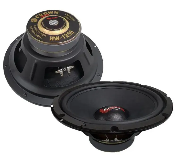 Crown 500W 12" Woofer Pro Sound Audio Speaker with 40Hz-2KHz Frequency Response, Max 8 Ohms Impedance and 60.2mm Voice Coil, 93dB Sensitivity Level | HW-1250