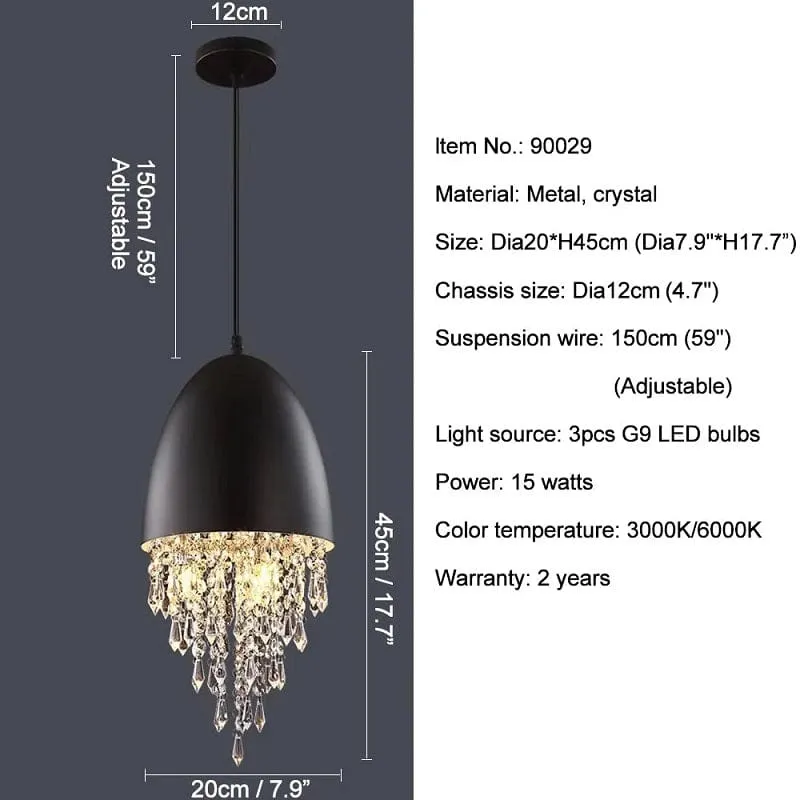 Dagmar - Black LED Crystal Pendant Light