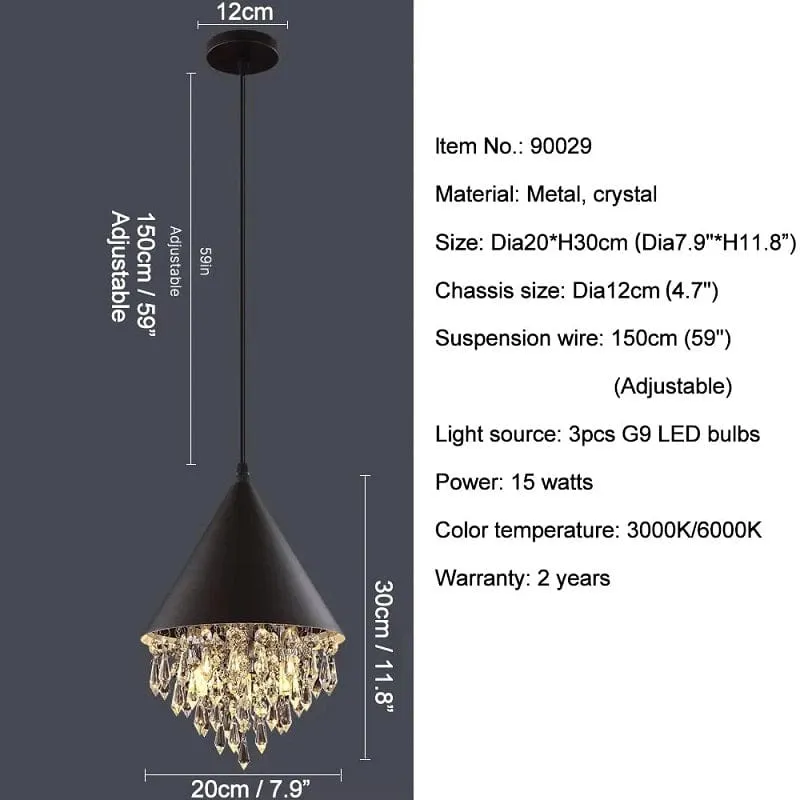 Dagmar - Black LED Crystal Pendant Light