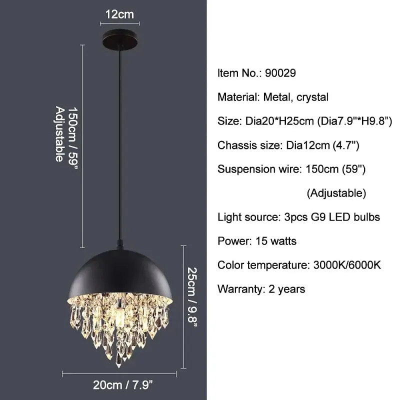 Dagmar - Black LED Crystal Pendant Light