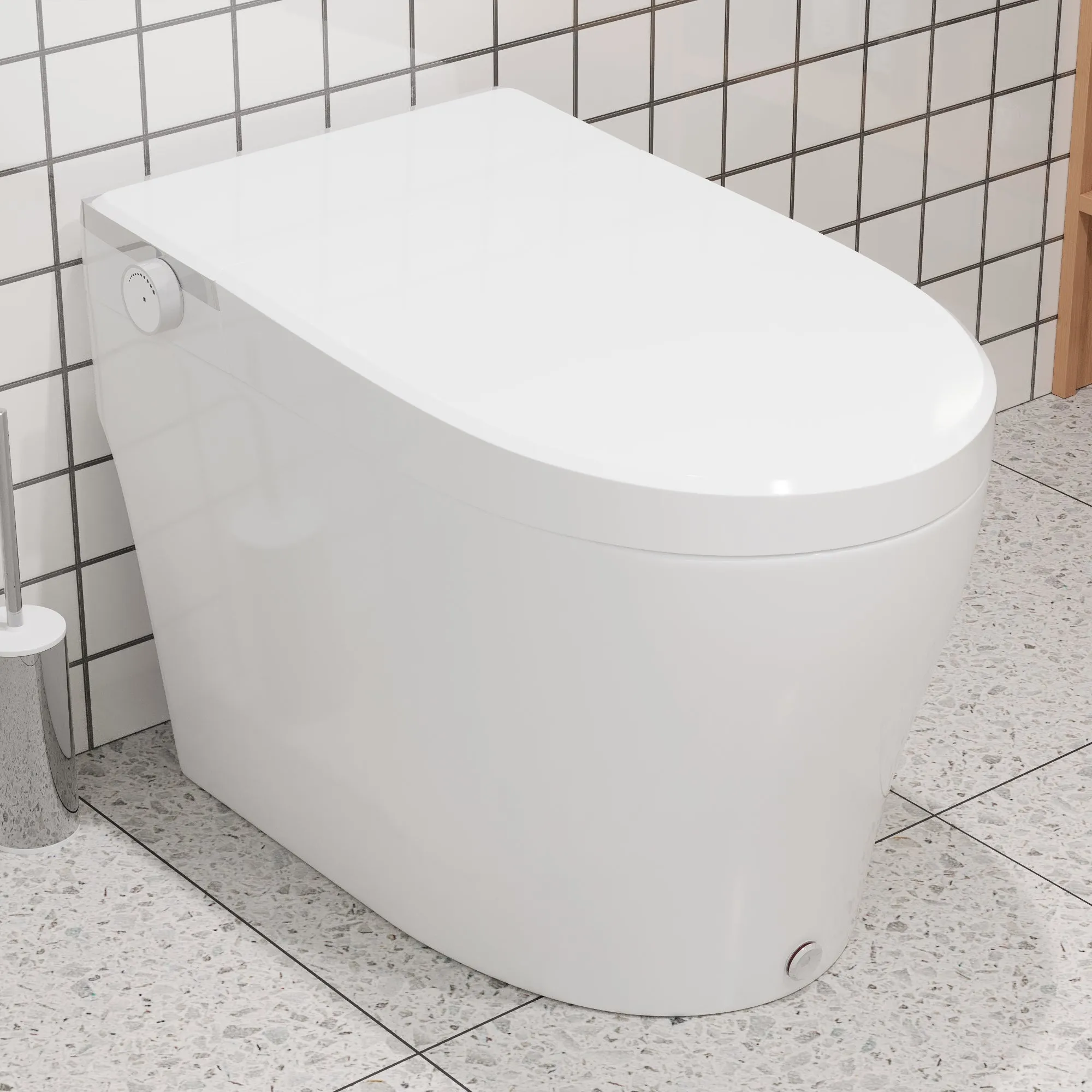 DeerValley DV-1S0029 Smart Bidet Toilet, One-Piece Elongated Smart Toilet with Foot Kick Flush, Warm Wash (Seat Included)