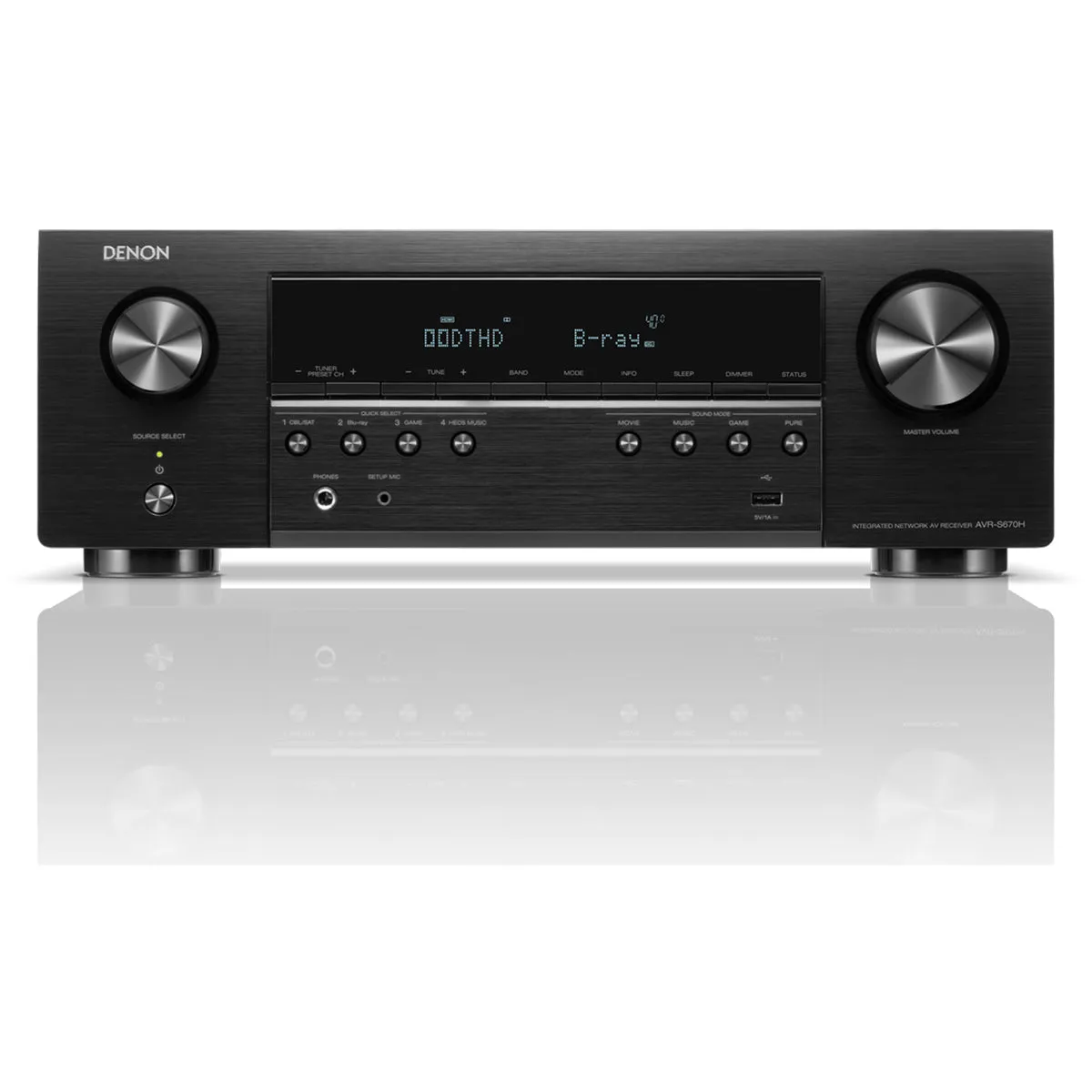 Denon AVRS670H 5.2 Ch 8K AV Receiver with Bowers and Wilkins 606 S3 5.1 Surround Sound Speaker Package White