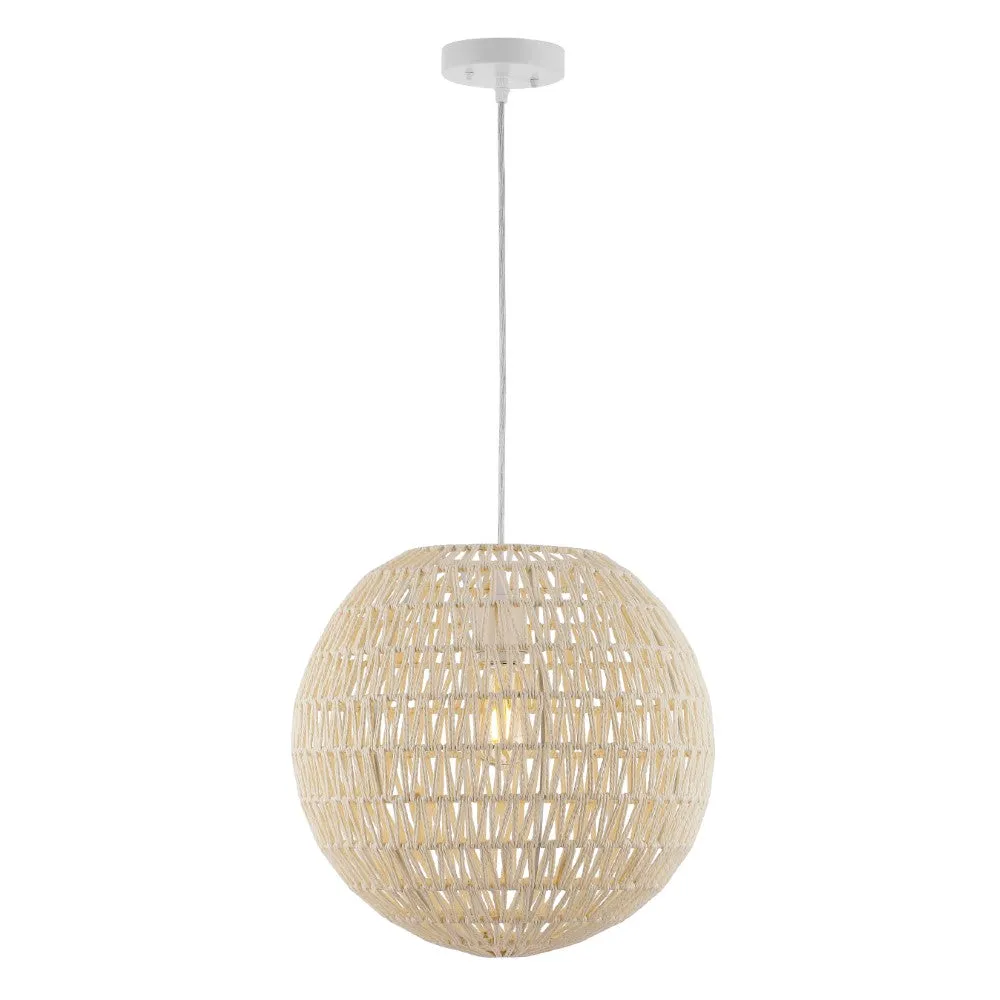 Derrick 15.7" Woven Rattan Orb LED Pendant