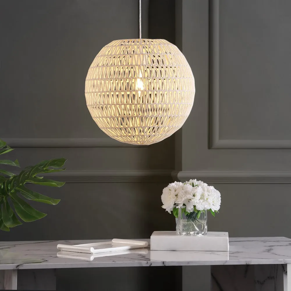 Derrick 15.7" Woven Rattan Orb LED Pendant