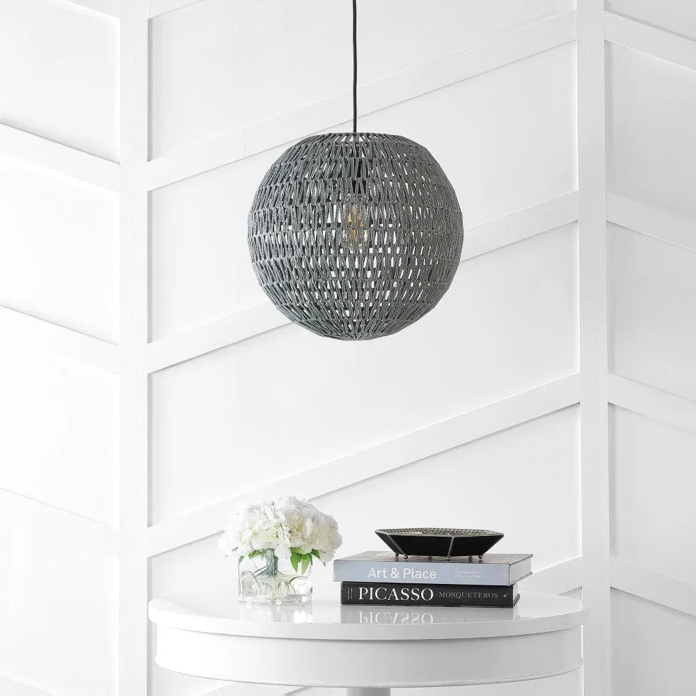 Derrick 15.7" Woven Rattan Orb LED Pendant