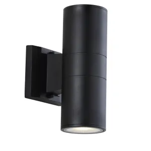 Domingo 6" Cylinder Outdoor Metal/Glass Integrated LED Sconce with Uplight