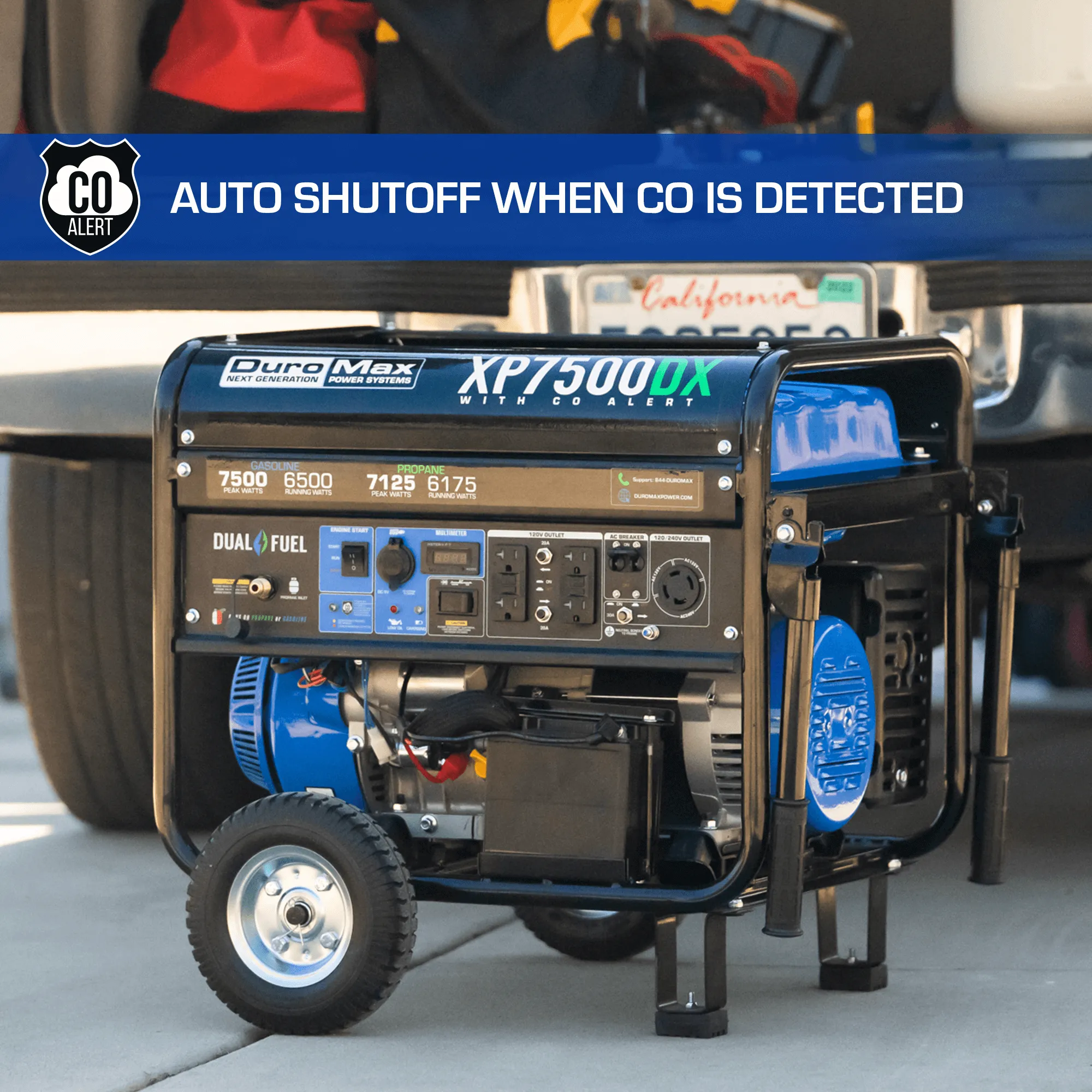 DuroMax XP7500DX 7,500 Watt Dual Fuel Gas Propane Portable Generator w/ CO Alert