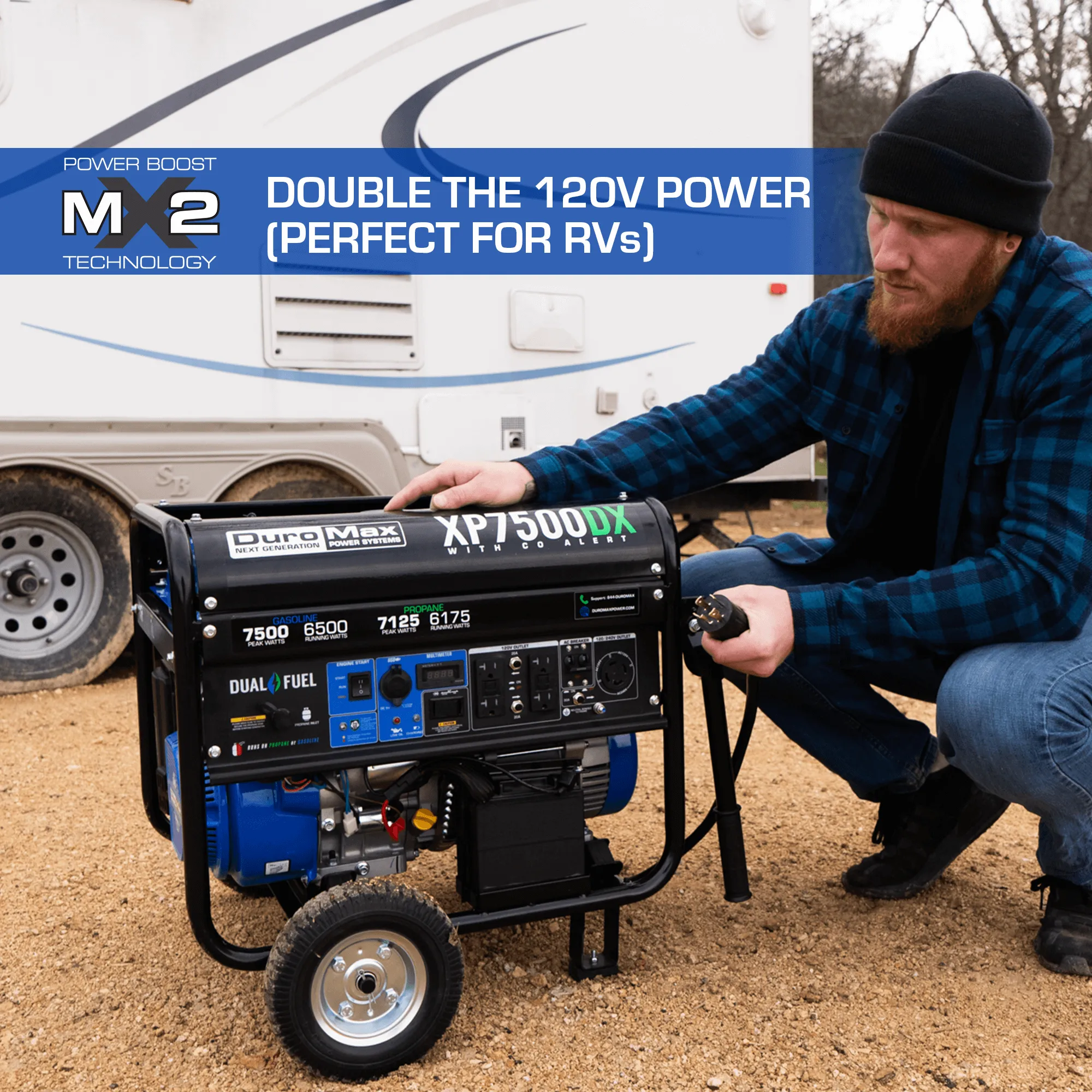 DuroMax XP7500DX 7,500 Watt Dual Fuel Gas Propane Portable Generator w/ CO Alert