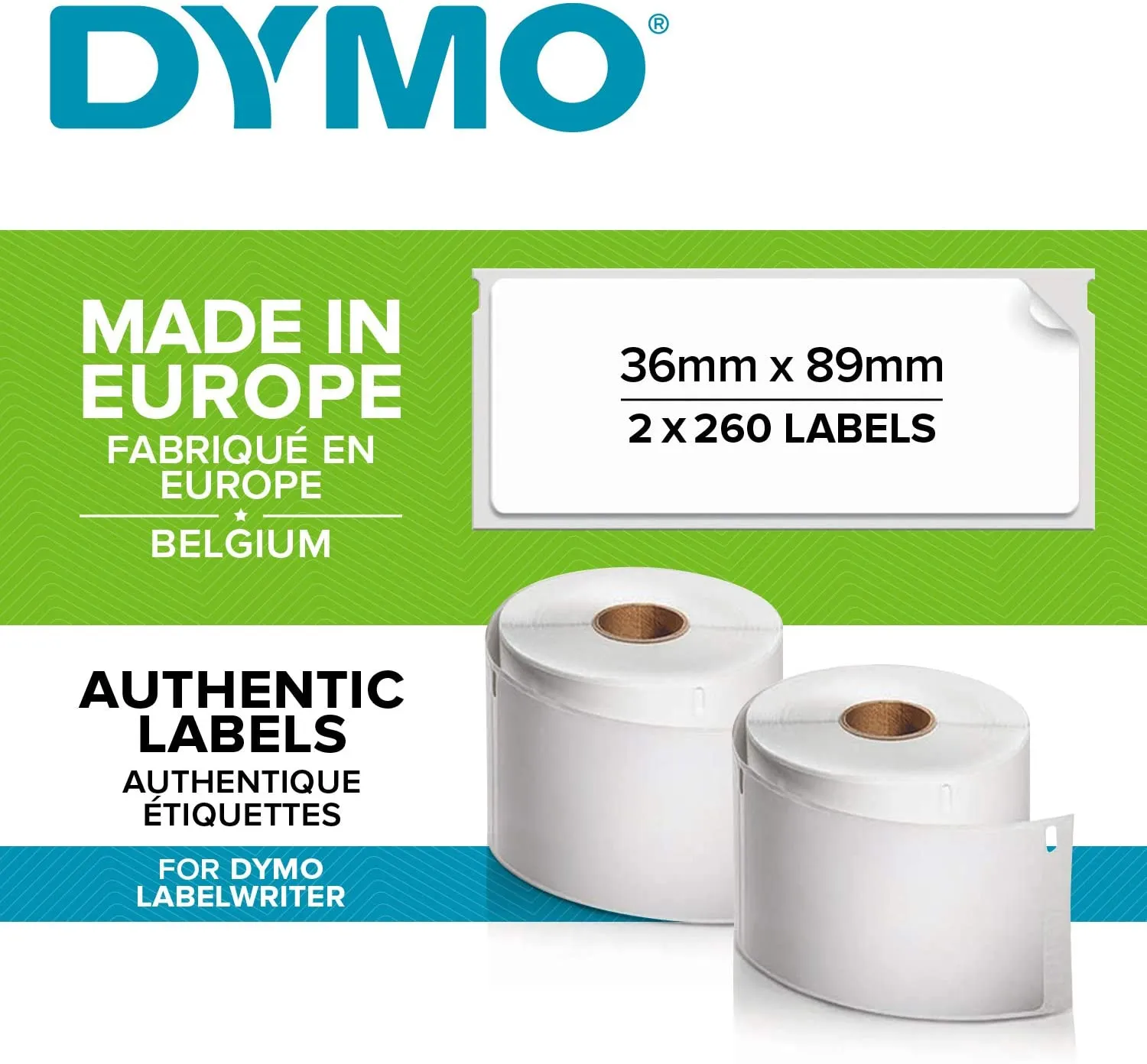 DYMO ADD.LABEL 36X89MM 2X260