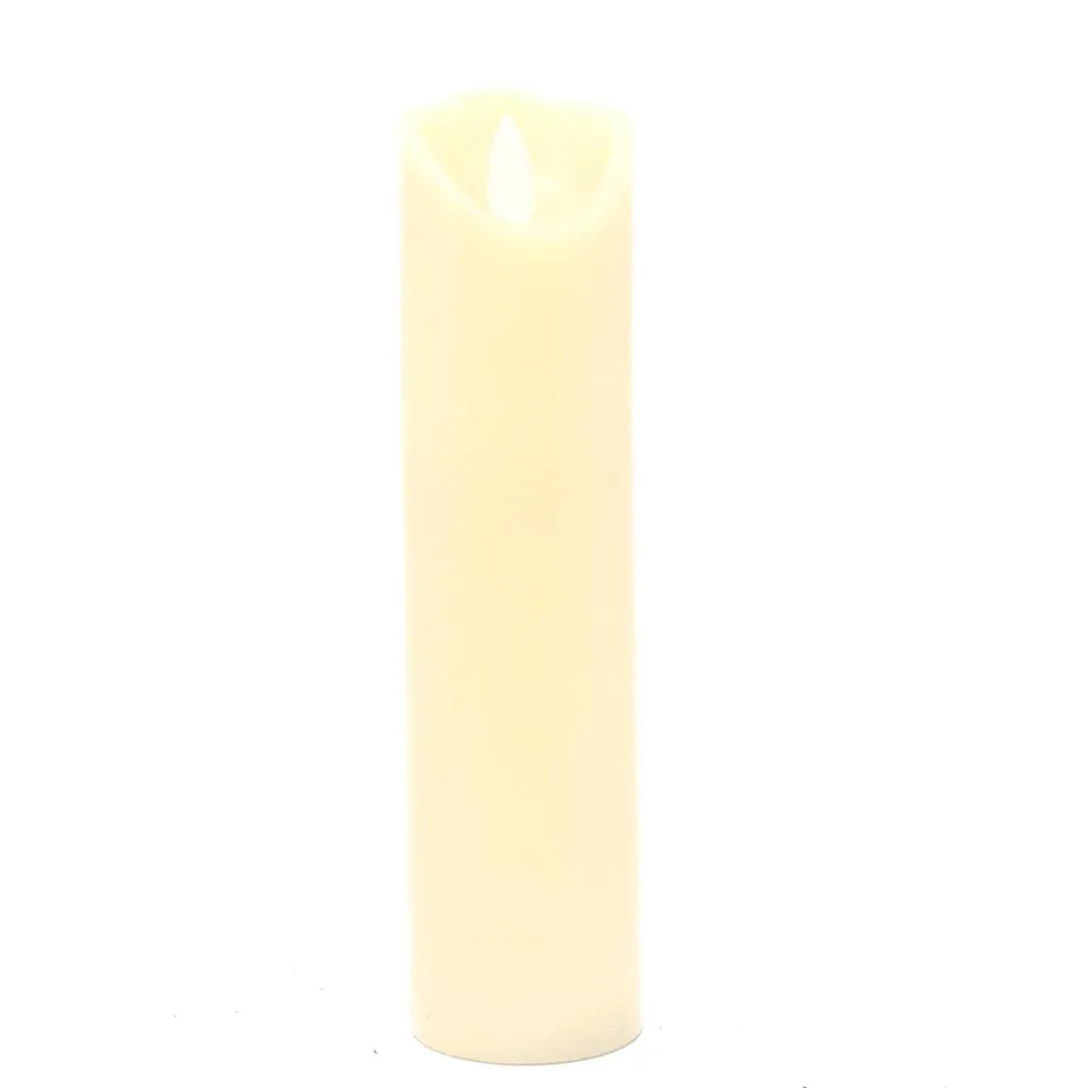 Flameless Wax Slender Pillar LED Candle, Ivory, 7-Inch