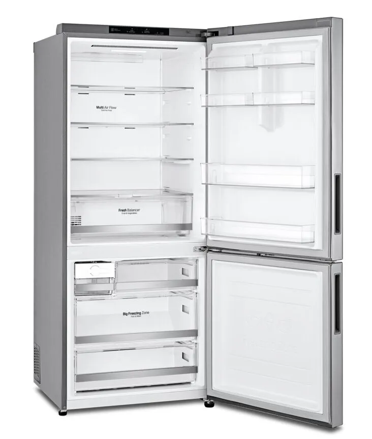 LG Platinum Silver 28" Counter Depth Bottom Freezer Refrigerator with Door Cooling and Flip-up Shelf (15 Cu.Ft) - LBNC15251V