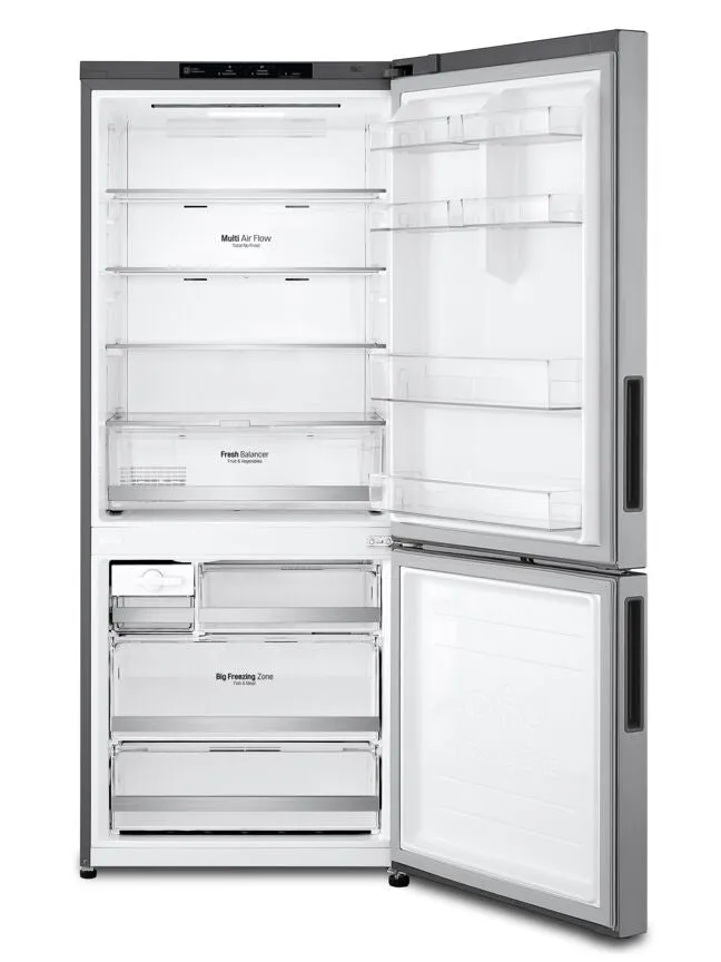 LG Platinum Silver 28" Counter Depth Bottom Freezer Refrigerator with Door Cooling and Flip-up Shelf (15 Cu.Ft) - LBNC15251V