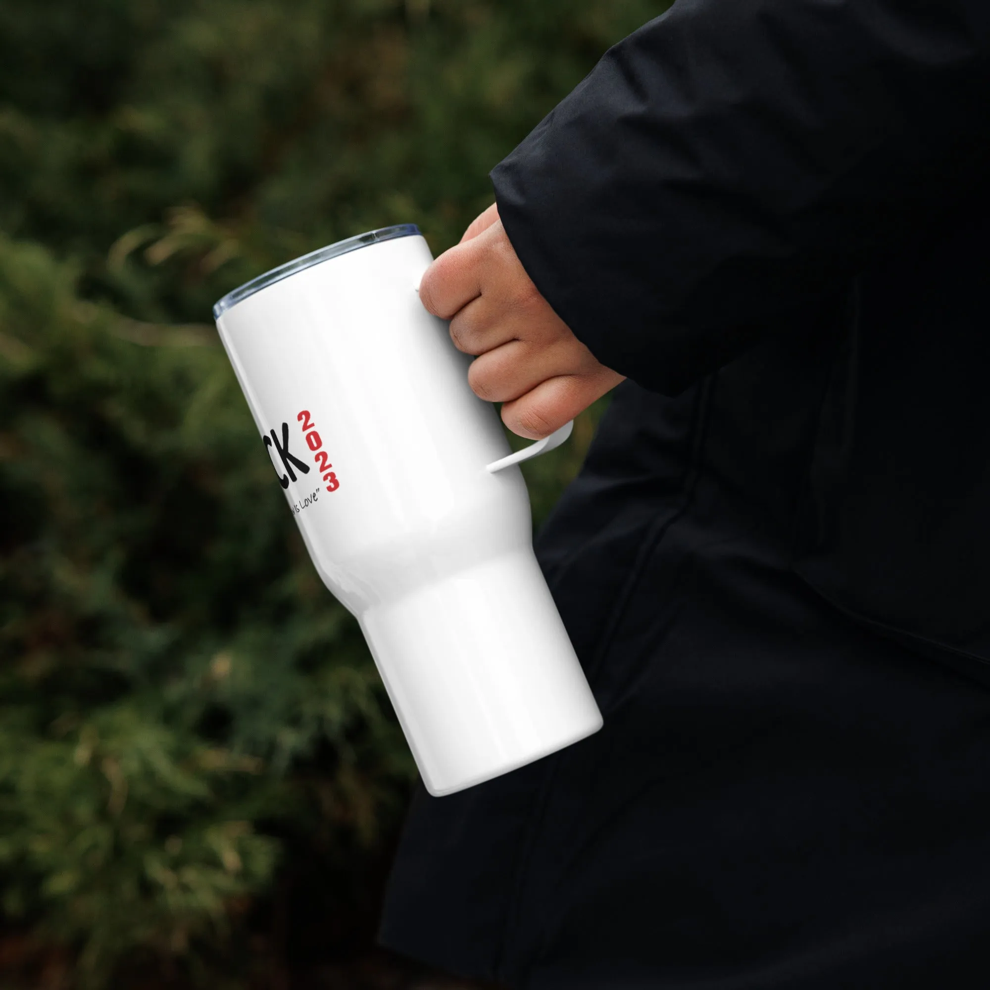 LoveStock 2023 Travel mug with a handle