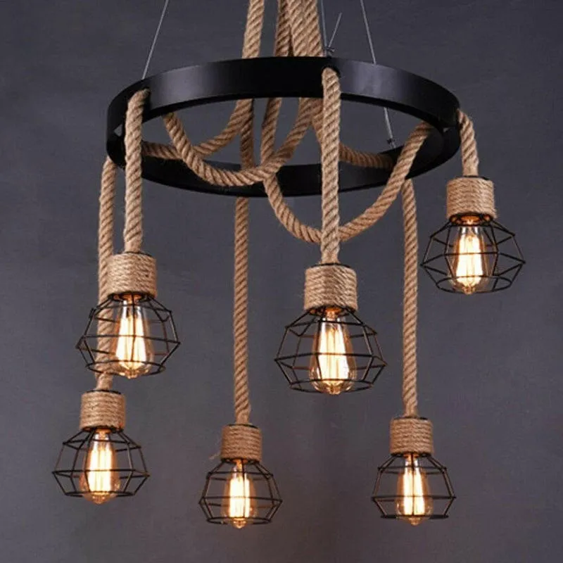 Montana - Vintage Hemp Rope Chandelier