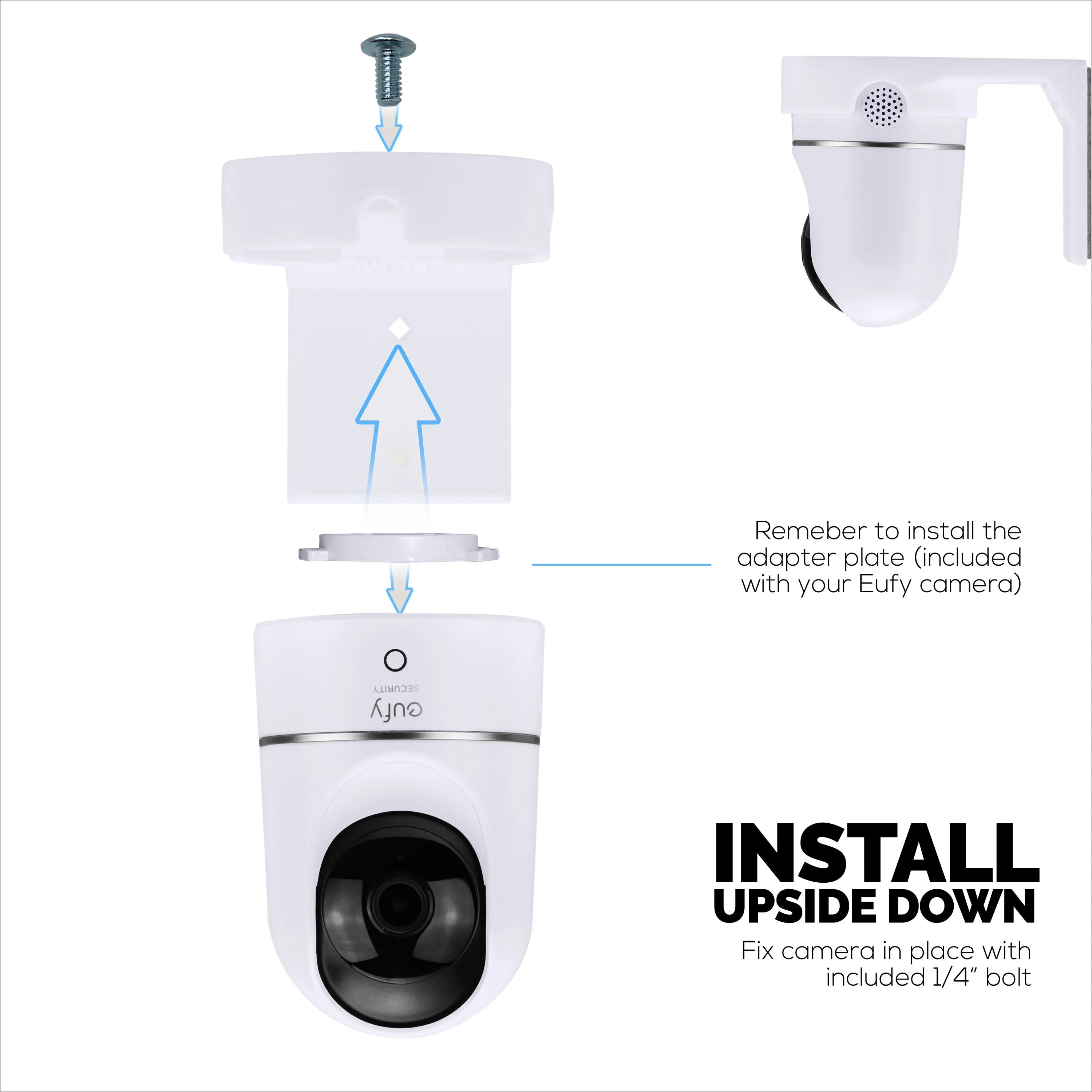 Screwless Wall Mount For Eufy T8400X (IndoorCam E220 / S220) Camera, Strong VHB Adhesive, Easy To Install Holder, No Mess, Reduce Blind Spots & Better Viewing, Bracket Holder Shelf