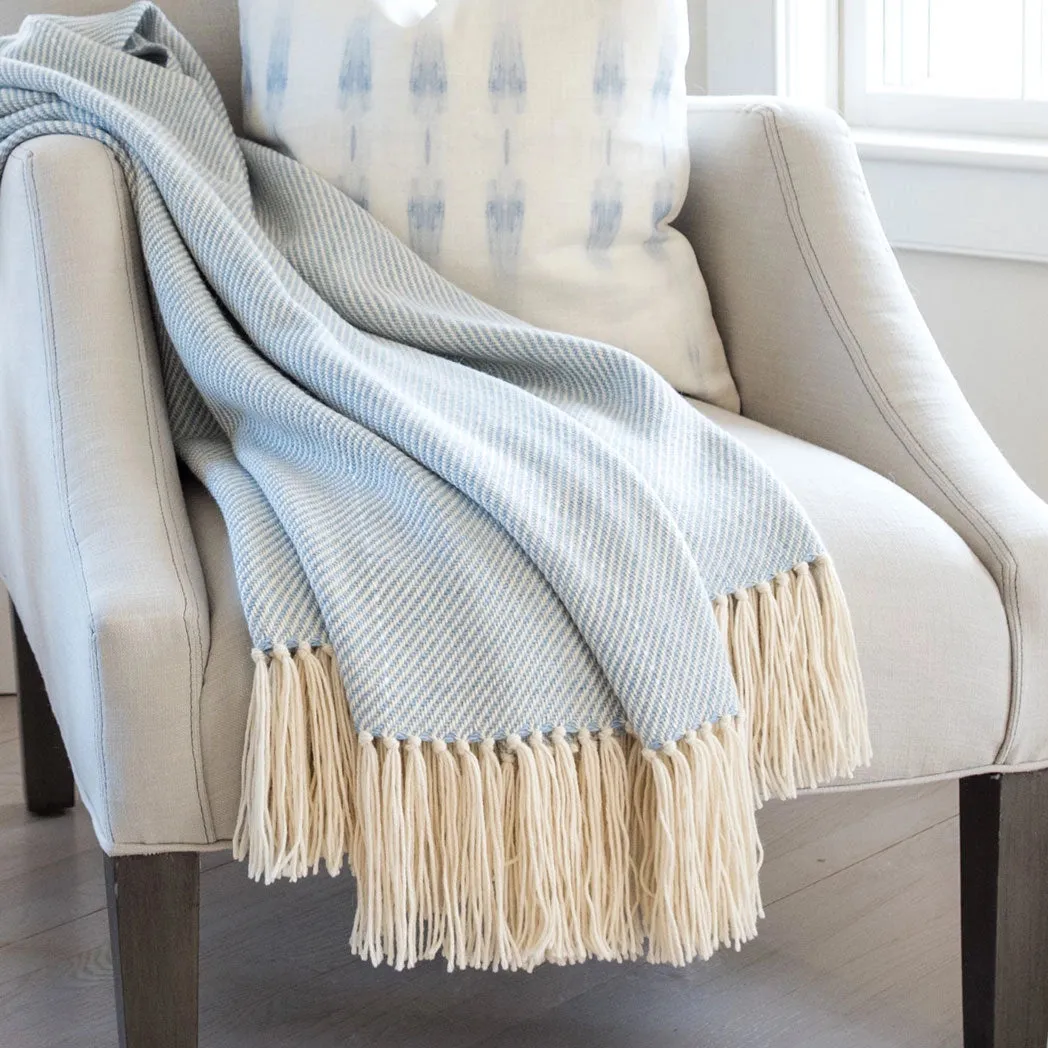 Sky Blue Handwoven Alpaca Throw