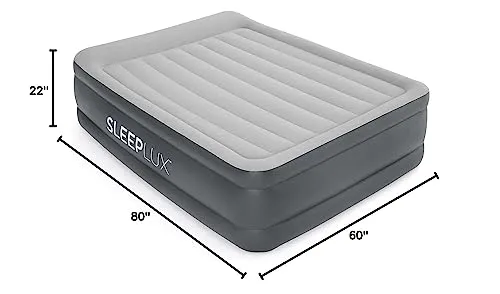 SLEEPLUX Durable Inflatable Air Mattress with Built-in Pump, Pillow and USB Charger, 22" Tall Queen