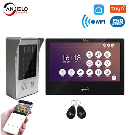 Smart Home 10 inch 1080P  WiFi Monitor  Keypad/RFID Card Smartphone APP Unlock Night Vision Home Access Control Video Intercom System