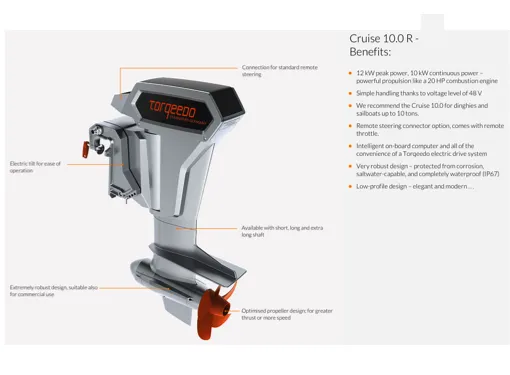 Torqeedo Cruise 10.0 Electric Outboard with Remote Control