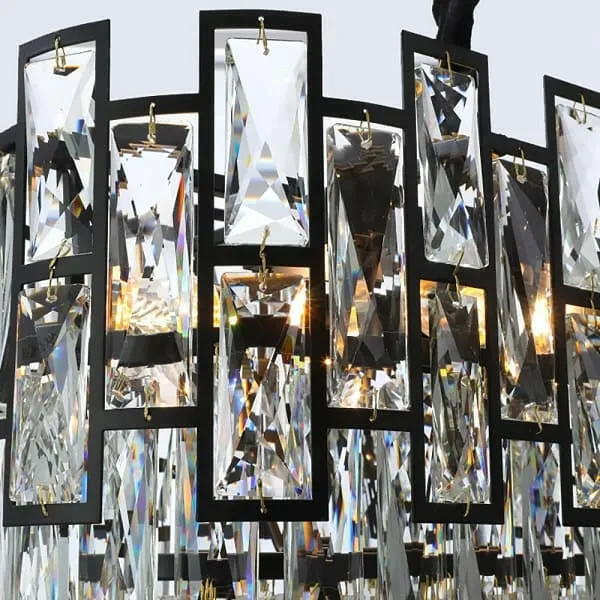 Wellmet - Luxury Rectangle Black Crystal Chandelier Modern