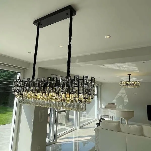 Wellmet - Luxury Rectangle Black Crystal Chandelier Modern