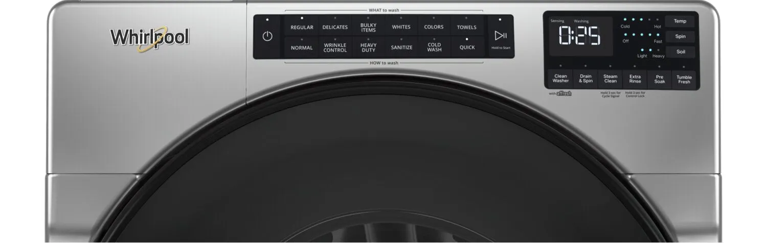 Whirlpool 5.8 Cu. Ft. Front-Load Washer and 7.4 Cu. Ft. Electric Dryer - Chrome Shadow