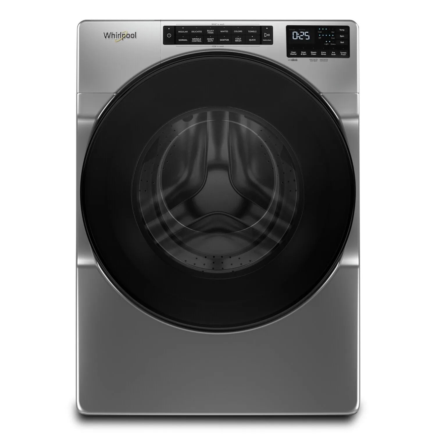 Whirlpool 5.8 Cu. Ft. Front-Load Washer and 7.4 Cu. Ft. Electric Dryer - Chrome Shadow