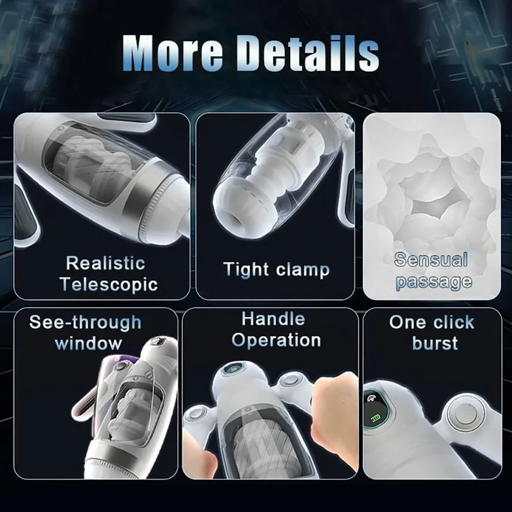 White Bella Bot Robot Telescopic Vibration Male Penis Auto Stroker