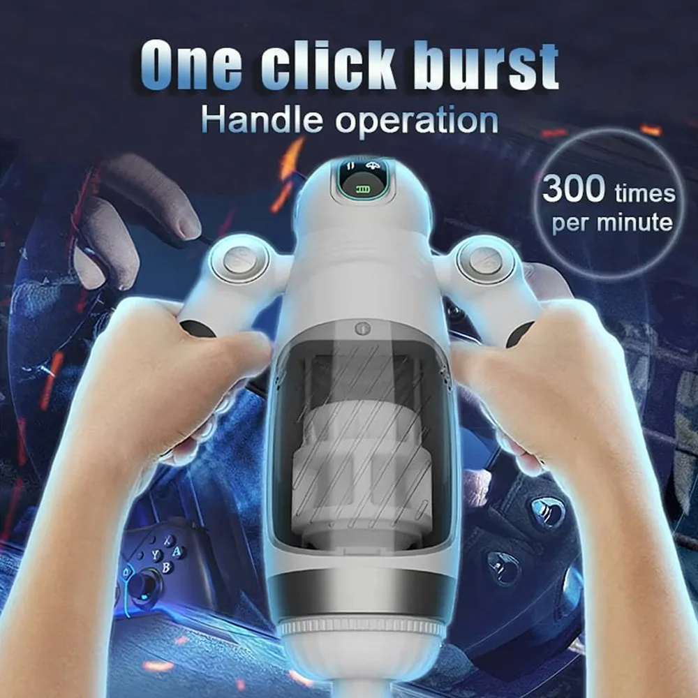 White Bella Bot Robot Telescopic Vibration Male Penis Auto Stroker