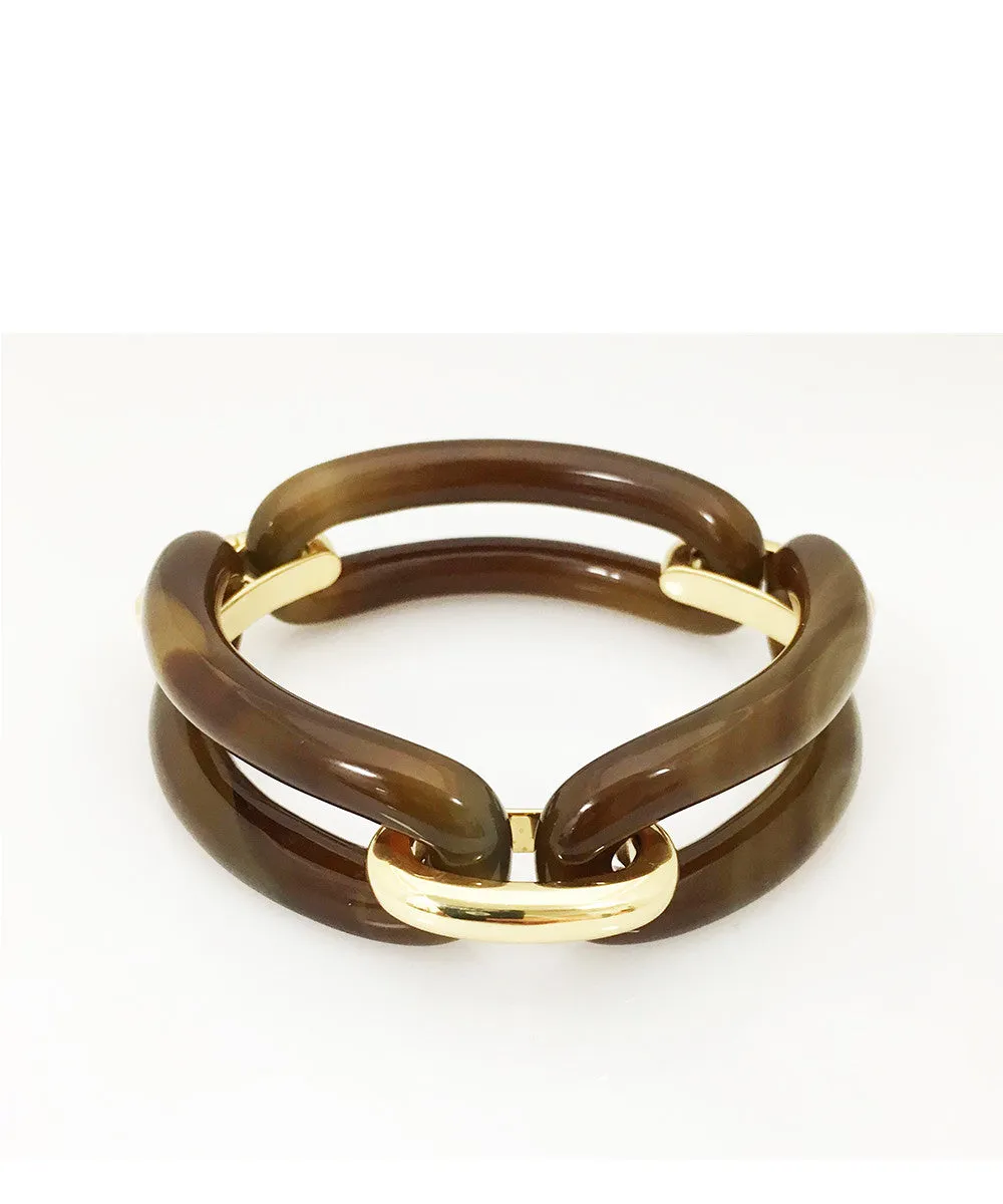 Yellow Gold and Brown Agate Bracelet | Limited Edition